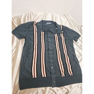 Vtg PJ PAUL JONES M Men’s Striped Short Sleeve Knit Polo Shirt Equestrian Button